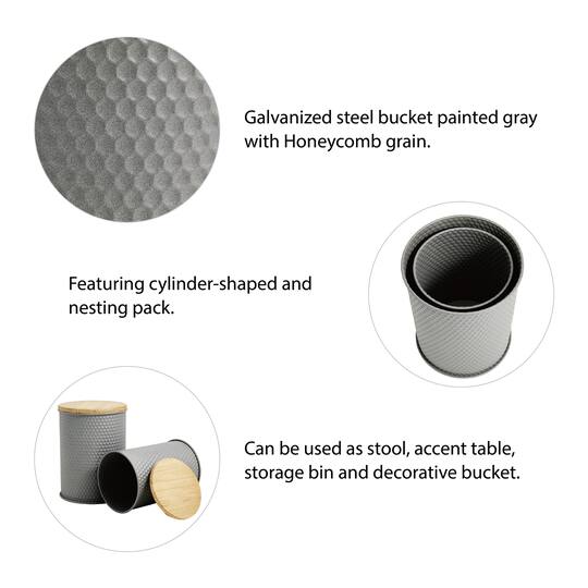 Glitzhome® Metal Storage Accent Table with Solid Wood Lid Set